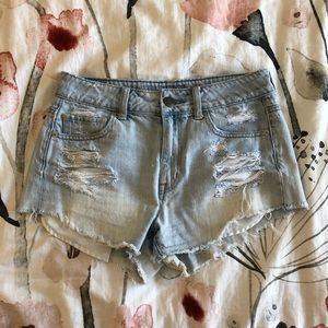 AEO Distressed High Waisted Jean Shorts